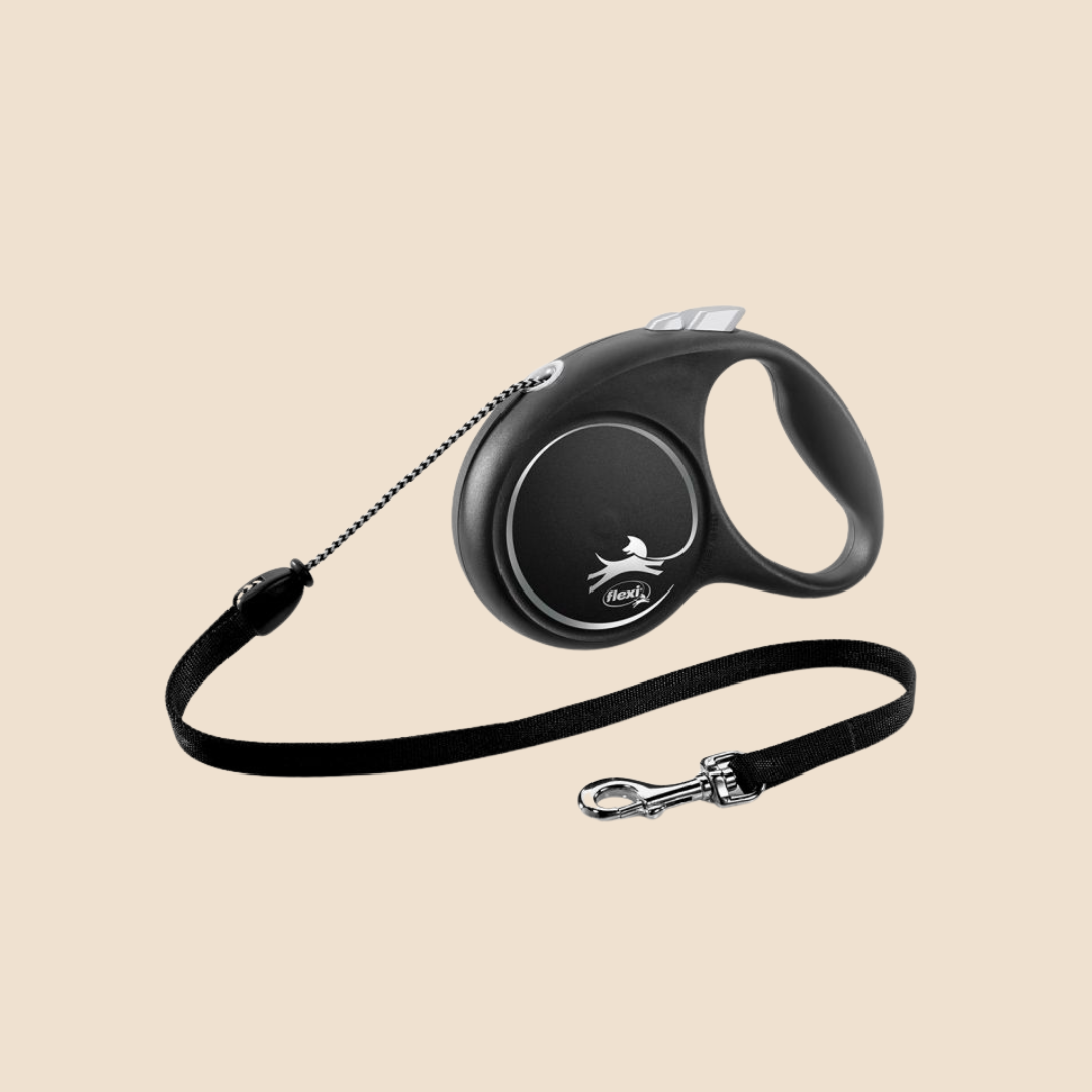 Flexi Rollijn Black Design - Koord - Zwart & Zilver