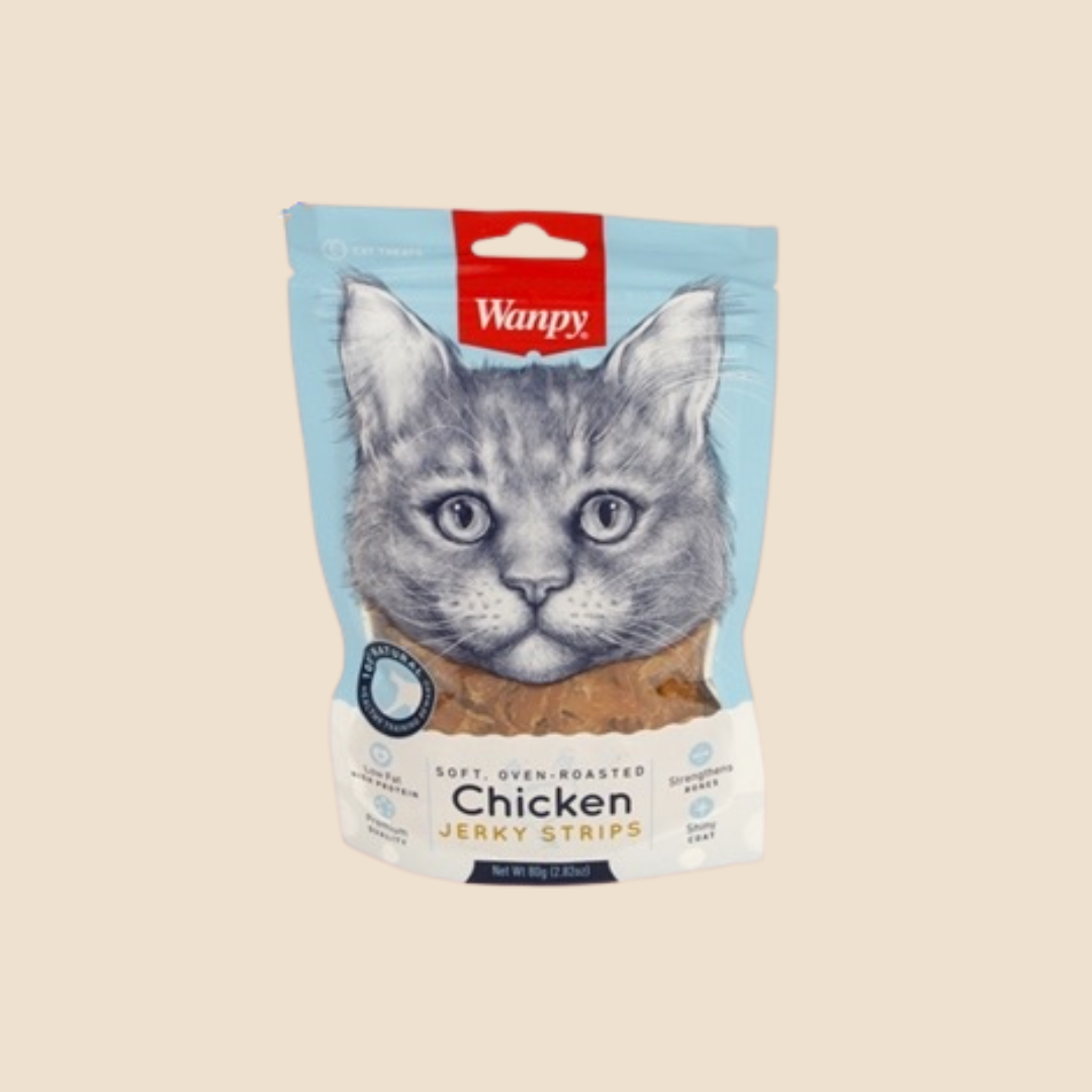 Wanpy Soft Oven-Roasted Chicken Jerky Strips 80 gram