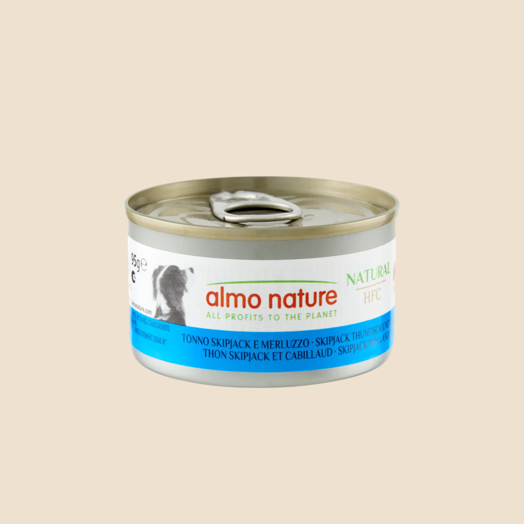 Almo Nature Hfc Dog Natural 95 g - Honden natvoer - Skipjack Tonijn en Kabeljauw