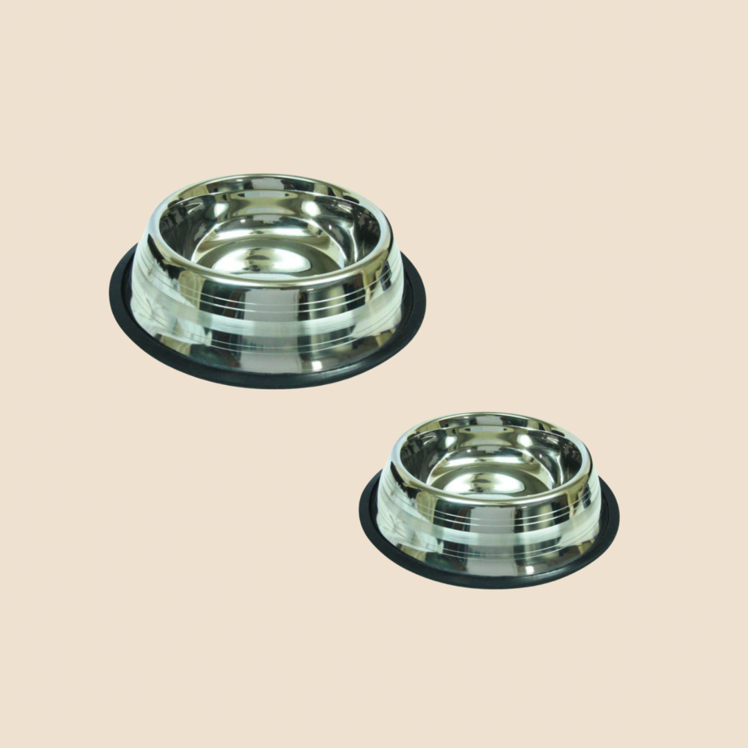 Voerbak RVS antislip zilver