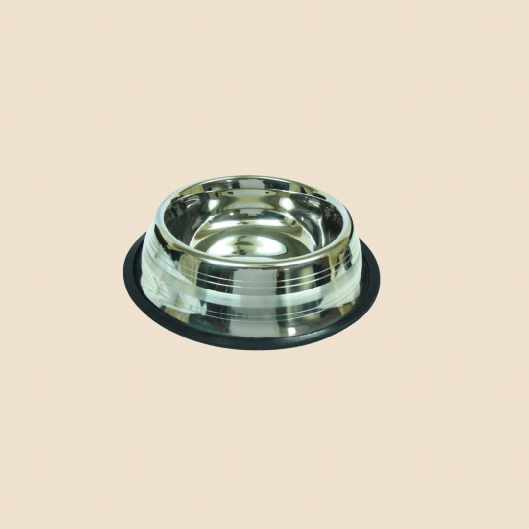 Voerbak RVS antislip zilver