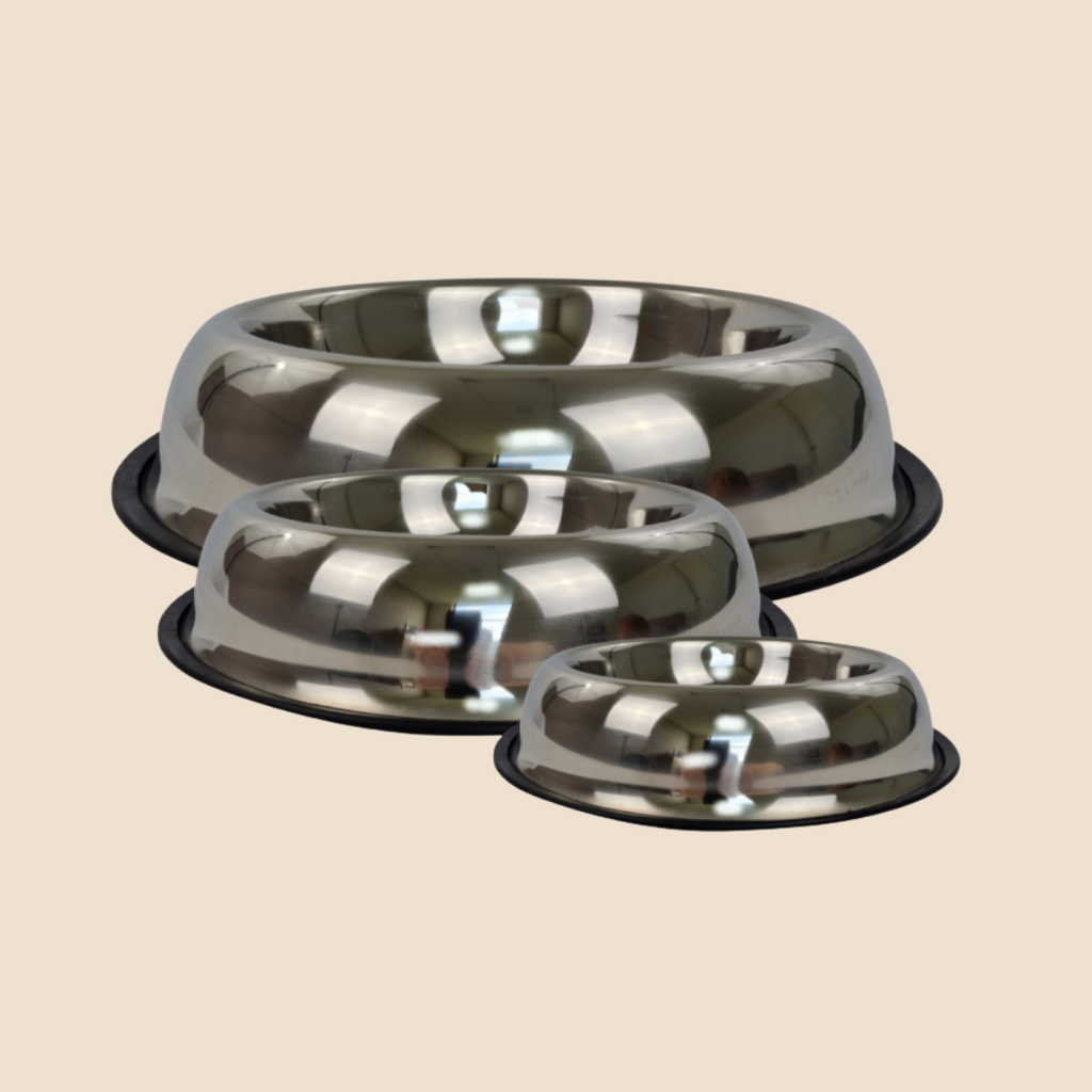 Voerbak Belly RVS antislip zilver